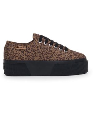 Superga 3790 Platform Leopard Print Leggera Platform Donna Viola - Marrone