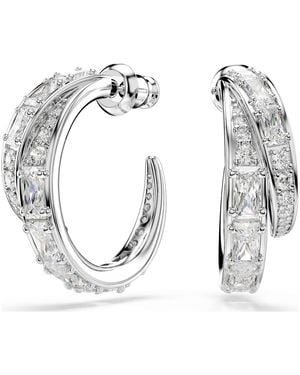 Swarovski Vienna Hoop Earrings, Mixed Cuts, Rhodium Plated - Metallic