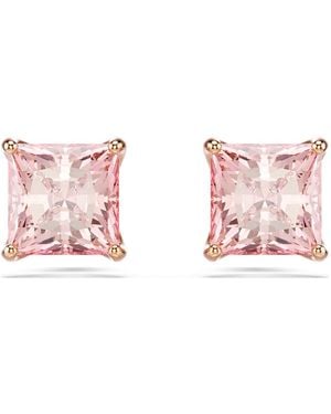 Swarovski Pendientes de botón stilla, talla cuadrada - Rosa