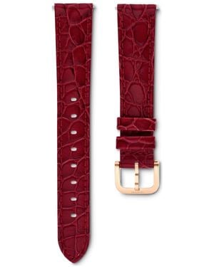 Swarovski Watch Strap, 16 Mm (0.63" Width, Leather With Stitching, Rose-Tone Finish - Red
