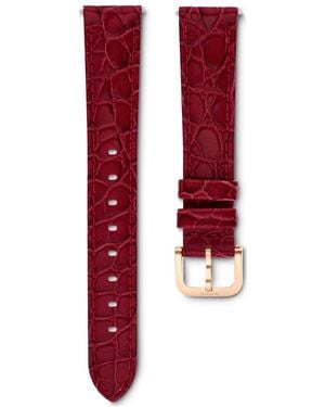 Swarovski Watch Strap, 16 Mm (0.63" Width, Leather With Stitching, Rose-Tone Finish - Red