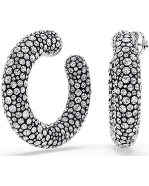Swarovski Sublima Hoop Earrings, Mixed Round Cuts, Rhodium Plated - Metallic
