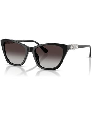 Swarovski Gafas de sol, forma de ojo de gato, sk6068, negras - Negro