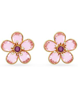 Swarovski Florere Stud Earrings, Flower, -Tone Plated - Pink