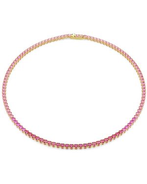 Swarovski Collana Tennis Matrix, Taglio Round, Finitura Oro 18K - Rosso