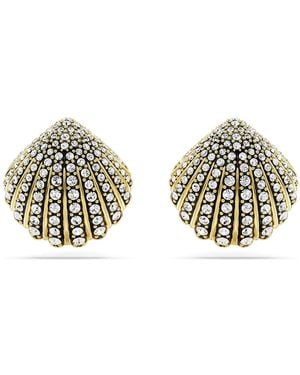 Swarovski Idyllia Stud Earrings, Shell, 18K Finish - Metallic