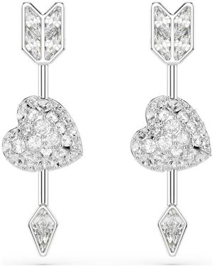 Swarovski Idyllia Heart With Arrow Drop Earrings - Metallic