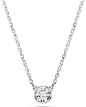 Swarovski Imber Pendant, Round Cut, Rhodium Plated - Metallic