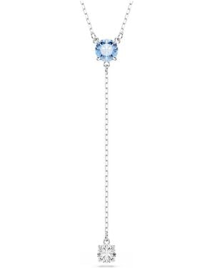 Swarovski Stilla Attract Y Necklace, Round Cut, Rhodium Plated - White