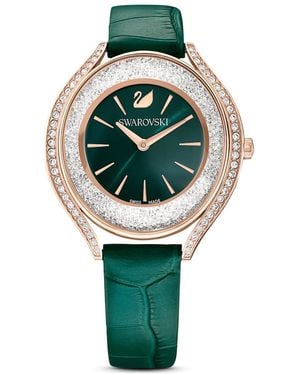 Swarovski Crystalline Aura Watch, Swiss Made, Leather Strap, Rose-Tone Finish - Metallic