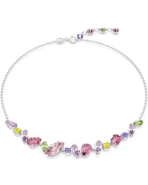 Swarovski Gema Necklace, Mixed Cuts, Multicoloured, Rhodium Plated - Pink