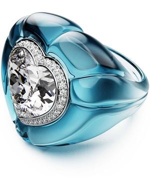 Swarovski Anello cocktail dulcis, taglio heart, pavé, cuore - Blu