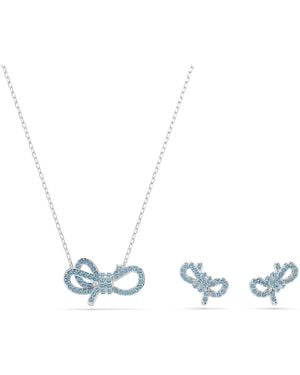 Swarovski Lifelong Bow Set, Bow, Rhodium Plated - Blue