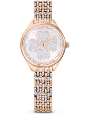 Swarovski Attract uhr, schweizer produktion, glücksklee, kristallarmband - Mettallic