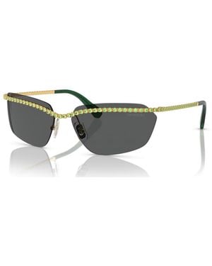 Swarovski Sunglasses, Rectangular Shape, Sk7001 - Green
