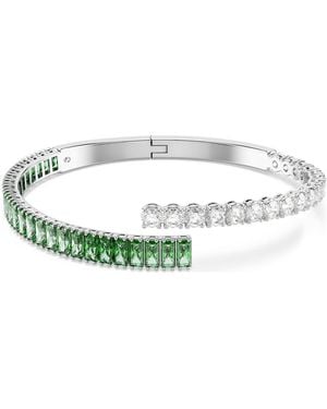 Swarovski Bracciale Rigido Matrix, Taglio Misto, Placcato Rodio - Verde