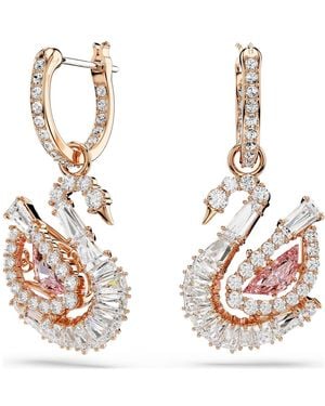 Swarovski Orecchini pendenti swan, pavé, cigno - Metallizzato