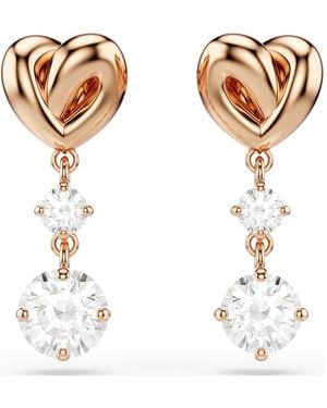 Swarovski Lifelong Heart Drop Earrings, Heart, 18K Rose Finish - White