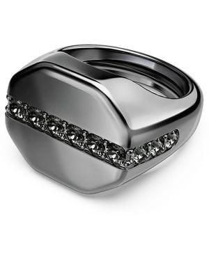 Swarovski Anello Dextera, Forma Ottagonale, Taglio Round, Placcato Rutenio - Metallizzato