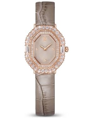 Swarovski Matrix octagon uhr, lederarmband - Natur