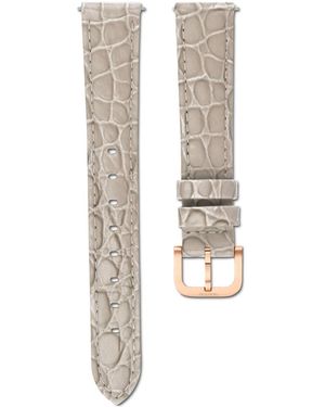 Swarovski Watch Strap, 16 Mm (0.63" Width, Leather With Stitching, Rose-Tone Finish - Natural