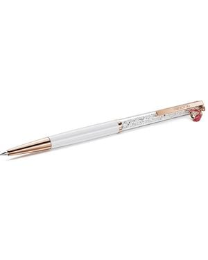 Swarovski Crystalline Ballpoint Pen, Ladybug, Lacquered, Rose-Tone Plated - White