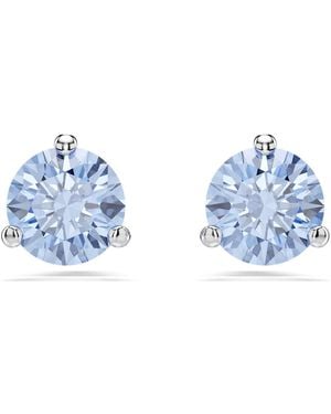 Swarovski Solitaire Stud Earrings, Light, Rhodium Plated - Blue