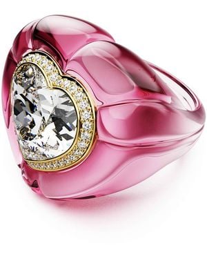 Swarovski Anillo de cóctel dulcis, talla de corazón, pavé, corazón - Rosa