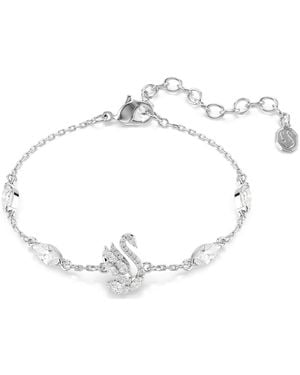 Swarovski Pulsera swan, tallas mixtas, cisne, blanca, baño de rodio - Metálico