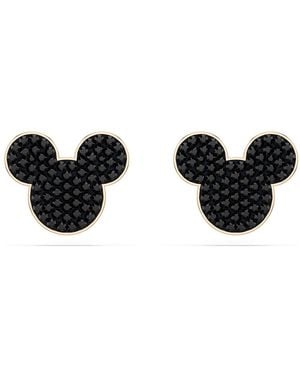 Swarovski Mickey & Minnie Stud Earrings, Rose-Tone Plated - Black