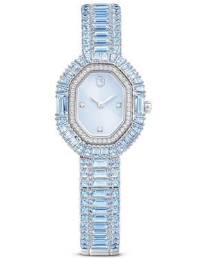 Swarovski Reloj matrix octagon, talla baguette, brazalete de metal - Azul