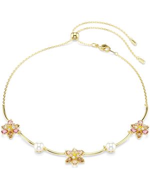 Swarovski Collana idyllia, crystal pearl, taglio misto, fiore - Metallizzato