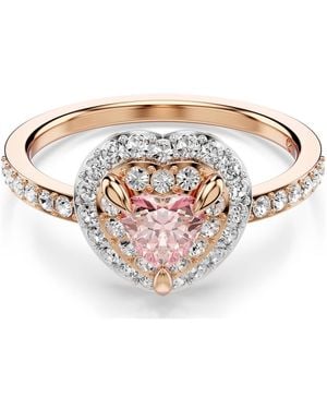 Swarovski Anillo con motivo one, talla de corazón, pavé, corazón - Rosa