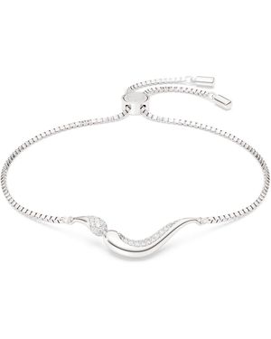 Swarovski Pulsera classica, talla redonda, blanca, plata de ley - Metálico