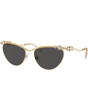 Swarovski Occhiali da sole, forma ovale, sk7017, tono dorato - Marrone