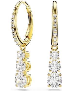Swarovski Orecchini a cerchio stilla attract, taglio round, bianchi, placcato color oro - Metallizzato