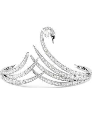 Swarovski Diadema Vienna, Taglio Misto, Cigno, Placcato Rodio - Bianco