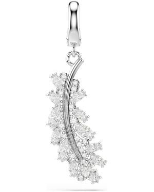 Swarovski Vienna Charm, Mixed Cuts, Feather, Rhodium Plated - White