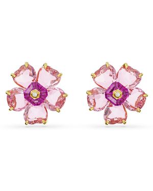 Swarovski Florere Stud Earrings, Flower, -Tone Plated - Pink