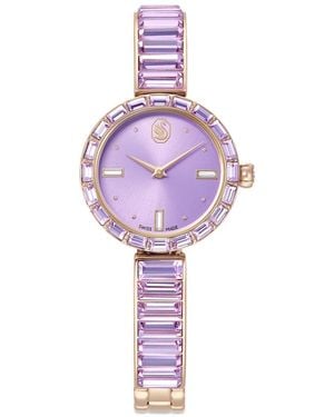 Swarovski Matrix Bangle Watch, Swiss Made, Crystal Bracelet, Champagne-Tone Finish - Purple