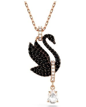 Swarovski Swan Pendant Necklace - Black