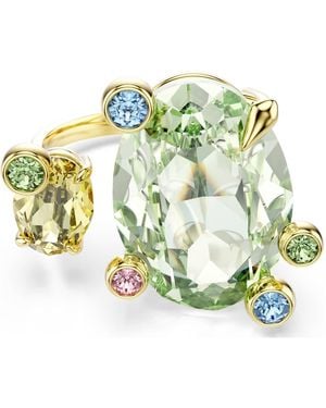 Swarovski Anillo abierto gema, tallas mixtas, multicolor, acabado en oro de 18 quilates - Verde
