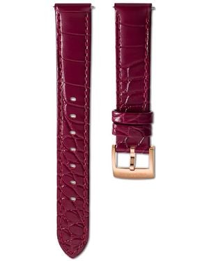 Swarovski Watch Strap, 15 Mm (0.59" Width, Leather With Stitching, Rose-Tone Finish - Purple