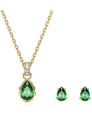 Swarovski Chroma Set, Mixed Cuts, 18K Finish - Green