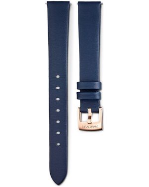 Swarovski Cinturino per orologio 14mm, pelle, blu, finitura in tono oro rosa