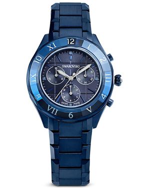 Swarovski Dextera chrono uhr, 39 mm, schweizer produktion, metallarmband - Blau