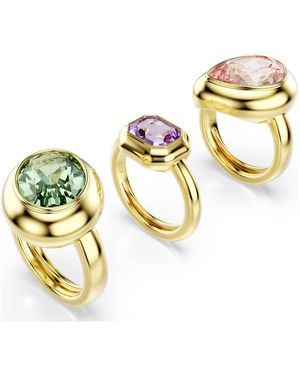 Swarovski Anello Con Motivo Gema, Set (3) Placcato Color Oro - Metallizzato