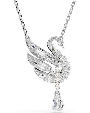 Swarovski Rhodium Plated Swan Pendant Necklace - Metallic