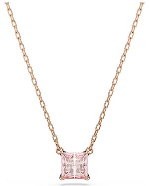 Swarovski Stilla Pendant, Square Cut, 18K Rose Finish - Metallic