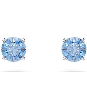 Swarovski Pendientes de botón stilla attract, talla redonda, blancos, baño de rodio - Azul